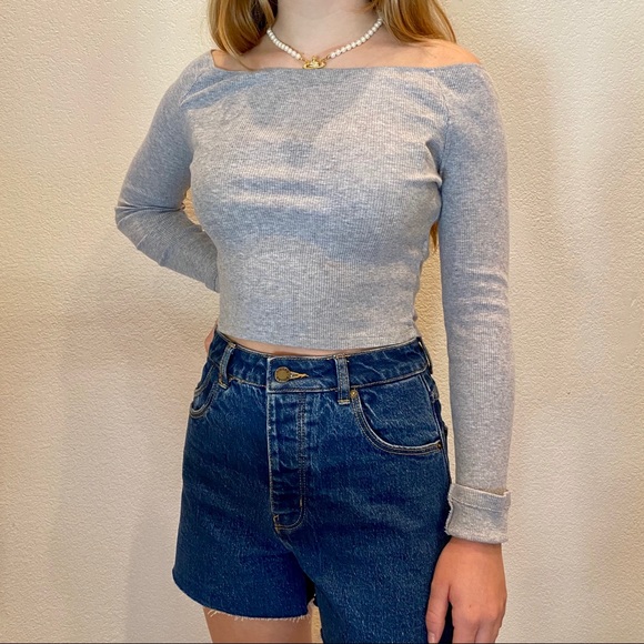 BRANDY MELVILLE GREY ELLERY LONG SLEEVE TOP - Picture 1 of 3